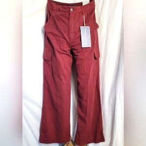 NWT Indigo Rising Maroon Cargo Wide Leg Pants Women's Junior Size 13/31